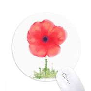 Dıythinker Kırmızı Çiçek Mısır Gelincik Sanatı Suluboya Baskılı Yuvarlak Kaymaz Kauçuk Mouse Pad