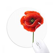 Dıythinker Kırmızı Çiçek Sanatı Resim Mısır Gelincik Sadelik Baskılı Yuvarlak Kaymaz Kauçuk Mouse Pad
