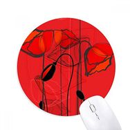 Dıythinker Kırmızı Çiçekler Soyut Sanat Çizgisi Resim Mısır Gelincik Baskılı Yuvarlak Kaymaz Kauçuk Mouse Pad