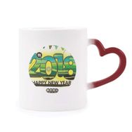 Dıythinker Kırmızı Çok Renkli 2018 Grasslands Happy New Year Of The Dog Morphing Isıya Duyarlı Kalp Kupa