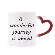 Dıythinker Kırmızı Çok Renkli A Wenderful Journey Is Ahead Morphing Isıya Duyarlı Kalp Kupa