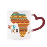 Dıythinker Kırmızı Çok Renkli Afrika Fantezi Harita Karakterleri Şeritler Şekil Isıya Duyarlı Kalp Kupası