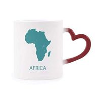 Dıythinker Kırmızı Çok Renkli Afrika Kıtası Çizgisi Silüet Haritası Isıya Duyarlı Kalp Kupası