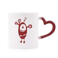 Dıythinker Kırmızı Çok Renkli Alien Monster Creature Cyclops Morphing Isıya Duyarlı Kalp Kupası
