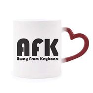 Dıythinker Kırmızı Çok Renkli Alıntı Away From Keyboard Morphing Isıya Duyarlı Kalp Kupa