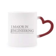 Dıythinker Kırmızı Çok Renkli Alıntı I Major In Engineering Şekil Isıya Duyarlı Kalp Kupası