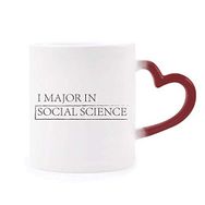 Dıythinker Kırmızı Çok Renkli Alıntı I Major In Social Science Şekil Isıya Duyarlı Kalp Kupası