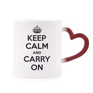 Dıythinker Kırmızı Çok Renkli Alıntısı Keep Calm And Carry On Black Morphing Isıya Duyarlı Kalp Kupası