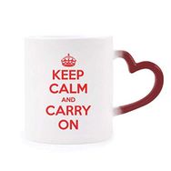 Dıythinker Kırmızı Çok Renkli Alıntısı Keep Calm And Carry On Red Morphing Isıya Duyarlı Kalp Kupası