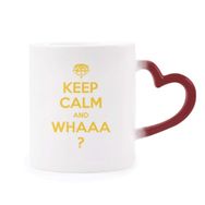 Dıythinker Kırmızı Çok Renkli Alıntısı Keep Calm And Whaaa Sarı Isıya Duyarlı Kalp Kupası