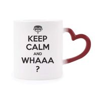 Dıythinker Kırmızı Çok Renkli Alıntısı Keep Calm And Whaaa Siyah Isıya Duyarlı Kalp Kupası