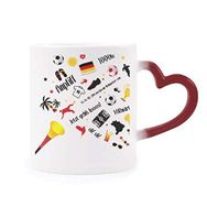 Dıythinker Kırmızı Çok Renkli Almanya Futbol Bayrağı Kültür Desen Isıya Duyarlı Kalp Kupası