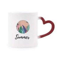 Dıythinker Kırmızı Çok Renkli Aloe Soyut Bitkiler Sanat Desen Isıya Duyarlı Kalp Kupası