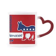 Dıythinker Kırmızı Çok Renkli America Eşek Amblemi Demokrat Şekil Isıya Duyarlı Kalp Kupası