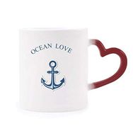 Dıythinker Kırmızı Çok Renkli Anchor Ocean Love Deniz Yelkenli Mavi Şekil Isıya Duyarlı Kalp Kupası