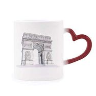 Dıythinker Kırmızı Çok Renkli Arc De Triomph Paris Fransa Morphing Isıya Duyarlı Kalp Kupası