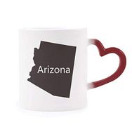Dıythinker Kırmızı Çok Renkli Arizona Amerika Birleşik Devletleri Haritası Isıya Duyarlı Kalp Kupası