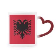 Dıythinker Kırmızı Çok Renkli Arnavutluk Ulusal Bayrağı Avrupa Ülke Isıya Duyarlı Kalp Kupası