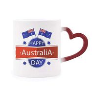 Dıythinker Kırmızı Çok Renkli Avustralya Happy Australia Day Flag Morphing Isıya Duyarlı Kalp Kupası