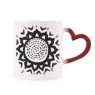 Dıythinker Kırmızı Çok Renkli Ayçiçeği Silüeti Meksika Totems Isıya Duyarlı Kalp Kupası