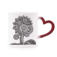 Dıythinker Kırmızı Çok Renkli Ayçiçeği Siyah Beyaz Çiçek Bitki Şekil Isıya Duyarlı Kalp Kupası