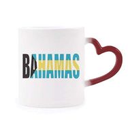 Dıythinker Kırmızı Çok Renkli Bahamalar Ülke Bayrağı İsim Isıya Duyarlı Kalp Kupa