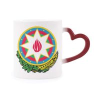 Dıythinker Kırmızı Çok Renkli Baku Azerbaycan Ulusal Amblem Isıya Duyarlı Kalp Kupa