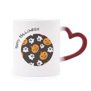 Dıythinker Kırmızı Çok Renkli Balkabağı Cadılar Bayramı Hallowmas Hayalet Isıya Duyarlı Kalp Kupası