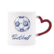 Dıythinker Kırmızı Çok Renkli Basit Çizgi Film Futbol Mavi Desenli Şekil Isıya Duyarlı Kalp Kupası