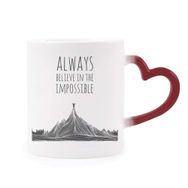 Dıythinker Kırmızı Çok Renkli Believe Impossible Siyah Beyaz Alıntı Isıya Duyarlı Kalp Kupası