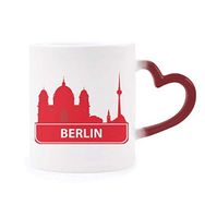 Dıythinker Kırmızı Çok Renkli Berlin Almanya Kırmızı Simgesi Desen Isıya Duyarlı Kalp Kupası