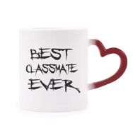 Dıythinker Kırmızı Çok Renkli Best Classmate Ever Mezuniyet Sezonu Isıya Duyarlı Kalp Kupası