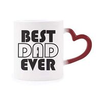 Dıythinker Kırmızı Çok Renkli Best Dad Ever Alıntı Babalar Günü Isıya Duyarlı Kalp Kupa