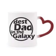 Dıythinker Kırmızı Çok Renkli Best Dad In The Galaxy Alıntı Babalar Günü Isıya Duyarlı Kalp Kupa