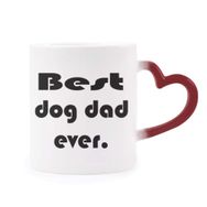 Dıythinker Kırmızı Çok Renkli Best Dog Dad Ever Festival Alıntı Isıya Duyarlı Kalp Kupası
