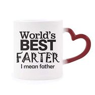 Dıythinker Kırmızı Çok Renkli Best Father Alıntı Babalar Günü Şekil Isıya Duyarlı Kalp Kupa