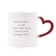 Dıythinker Kırmızı Çok Renkli Best Friend Is Like Four Leaf Yonca Alıntı Isıya Duyarlı Kalp Kupa