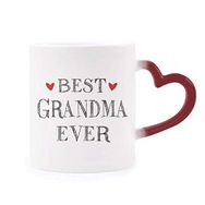 Dıythinker Kırmızı Çok Renkli Best Grandma Ever Alıntı Akrabalar Isıya Duyarlı Kalp Kupası