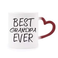 Dıythinker Kırmızı Çok Renkli Best Grandpa Ever Alıntı Isıya Duyarlı Kalp Kupa
