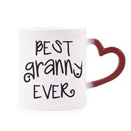 Dıythinker Kırmızı Çok Renkli Best Granny Ever Alıntıları Aile Korusun Şekil Isıya Duyarlı Kalp Kupa
