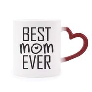 Dıythinker Kırmızı Çok Renkli Best Mom Ever Alıntı Anneler Günü Isıya Duyarlı Kalp Kupa