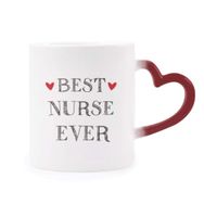 Dıythinker Kırmızı Çok Renkli Best Nurse Ever Alıntı Saygın Isıya Duyarlı Kalp Kupası