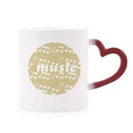 Dıythinker Kırmızı Çok Renkli Beyaz Müzik Notaları Açık Sarı Şekil Isıya Duyarlı Kalp Kupası