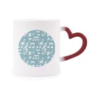 Dıythinker Kırmızı Çok Renkli Beyaz Müzik Notaları Bar Mavi Renk Isıya Duyarlı Kalp Kupası