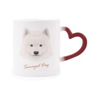 Dıythinker Kırmızı Çok Renkli Beyaz Samoyed Köpek Evcil Hayvan Şekil Isıya Duyarlı Kalp Kupası