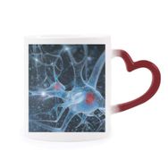 Dıythinker Kırmızı Çok Renkli Beyin Hücresi Resim Detayları Desen Isıya Duyarlı Kalp Kupası
