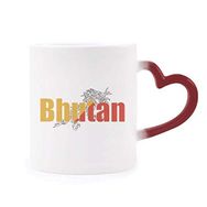 Dıythinker Kırmızı Çok Renkli Bhutan Ülke Bayrağı İsim Isıya Duyarlı Kalp Kupası