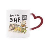 Dıythinker Kırmızı Çok Renkli Biftek Bar Fransa Tost Bira Isıya Duyarlı Kalp Kupası