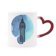 Dıythinker Kırmızı Çok Renkli Big Ben Londra İngiltere İngiltere Birleşik Krallık Isıya Duyarlı Kalp Kupası