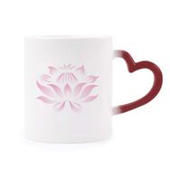 Dıythinker Kırmızı Çok Renkli Bitki Çiçek Lotus Çiçeği Pembe Desen Şekil Isıya Duyarlı Kalp Kupası